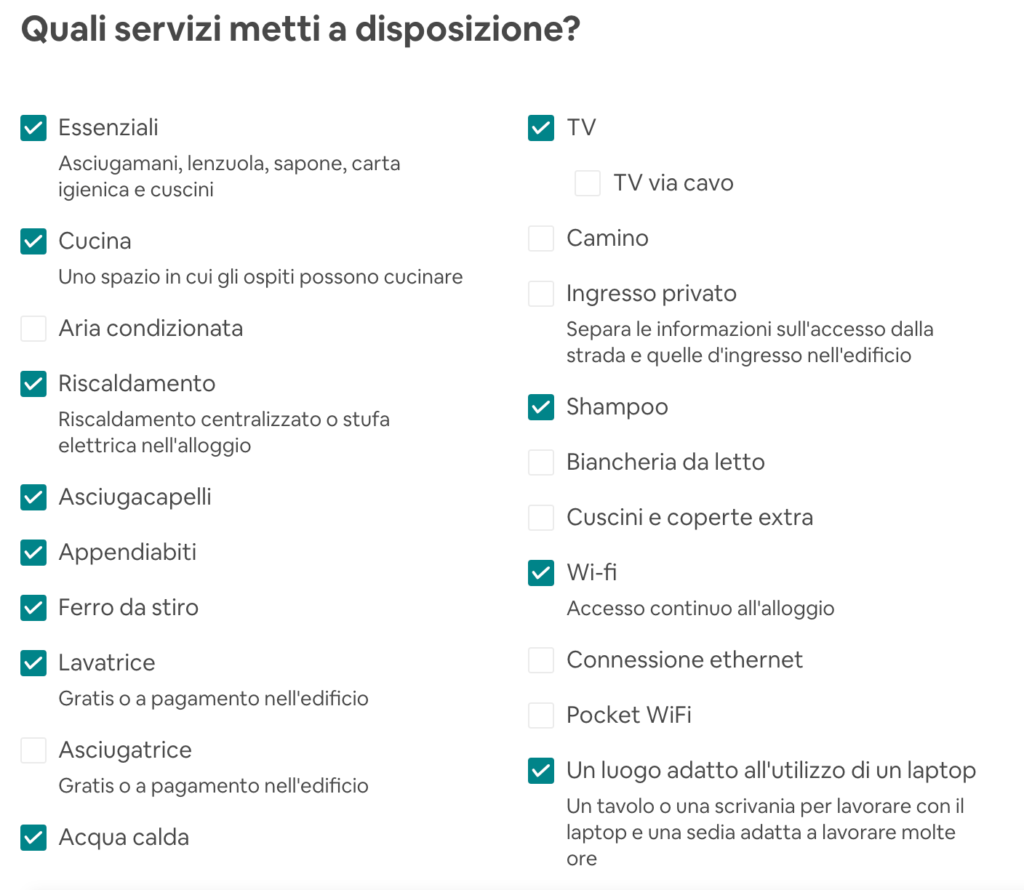 servizi airbnb