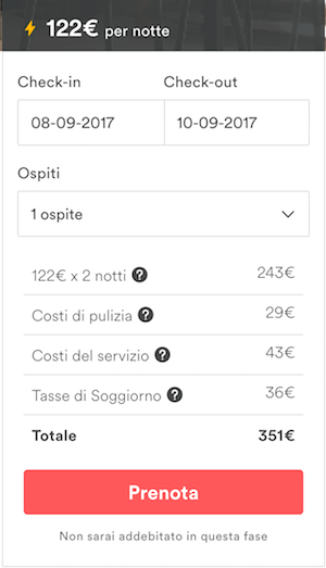 commissione di cambio valuta di Airbnb - esempio 3