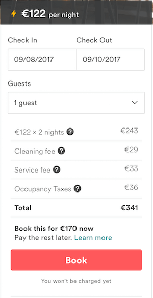 commissione di cambio valuta di Airbnb - esempio 2